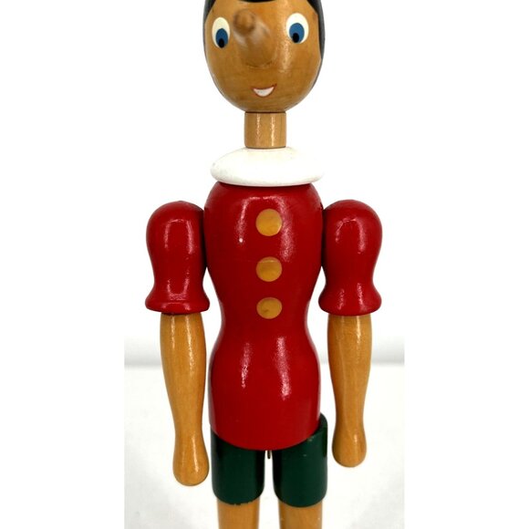Wooden Pinocchio with Movable Joints Posable Head And Hips Rotate 12" - Picture 3 of 10
